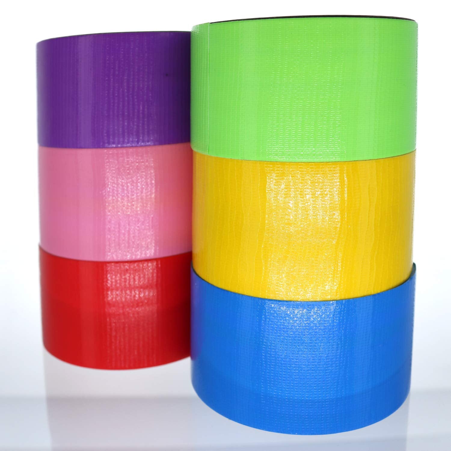 6 Assorted Colored Duct Tapes - Multi Purposes Bright Colors Tapes Great for Do It Yourself Art Home School Office Assorted Colors 2" Roll by 10 Yds