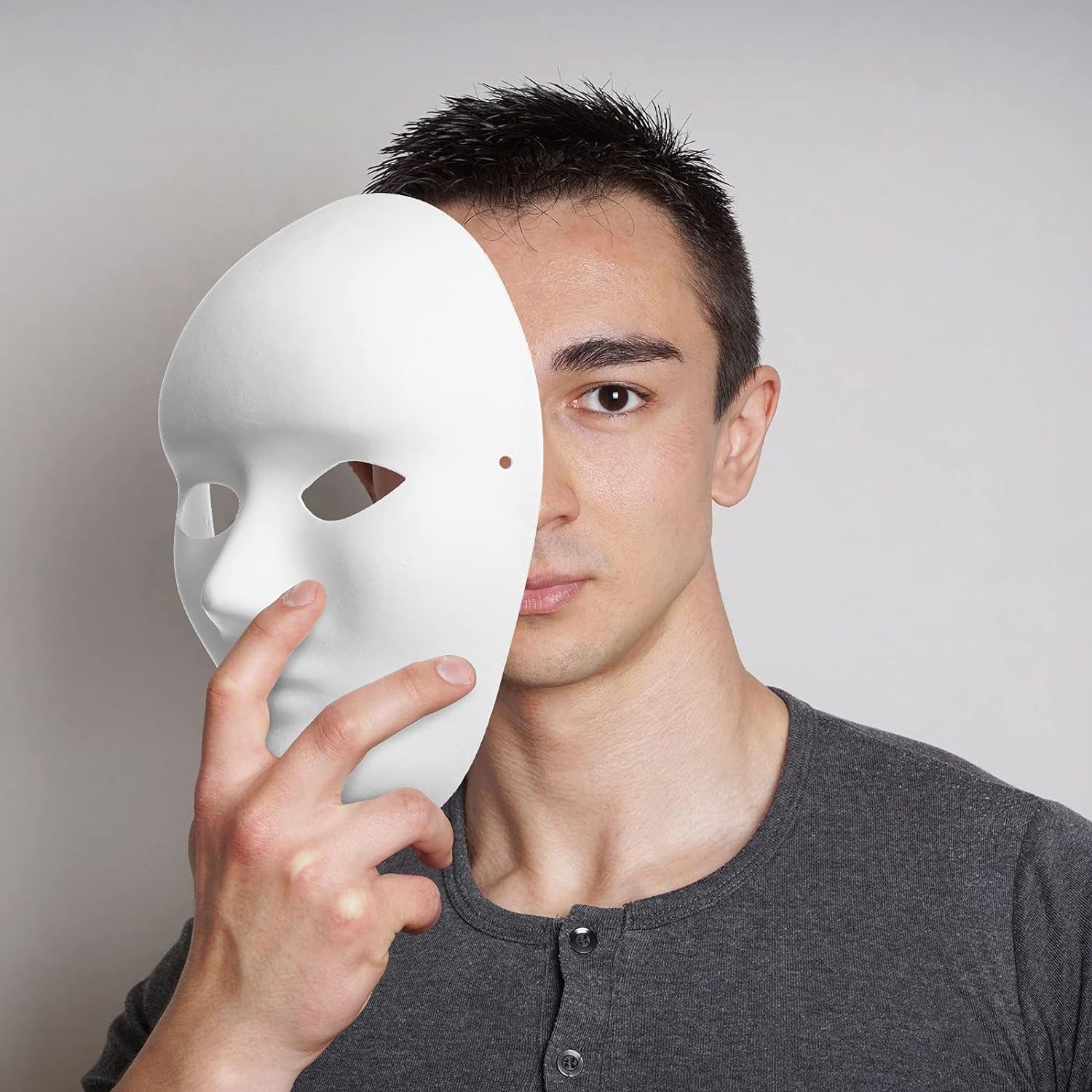 36 Pieces Paper Mache Masks White DIY Craft Paintable Mask Cosplay Mask Halloween Party Decor for Women Men, 2 Sizes