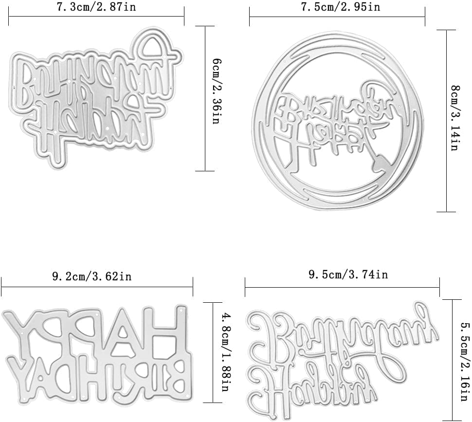 4 Set Die Cuts for Card Making,  Happy Birthday Cutting Dies Card Making Supplies DIY Die Cutters Card Making Die Stencils for Scrapbooking