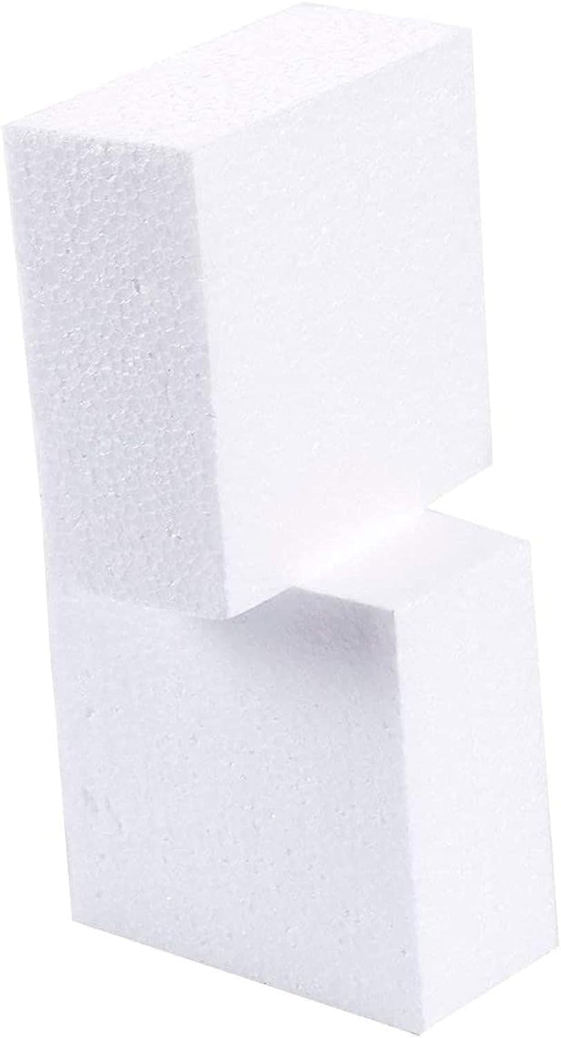 12 Pack Foam Blocks for Crafts, Polystyrene Brick Rectangles for Floral Arrangements, Art Supplies, Holiday Decor (4 X 4 X 2 In, White)