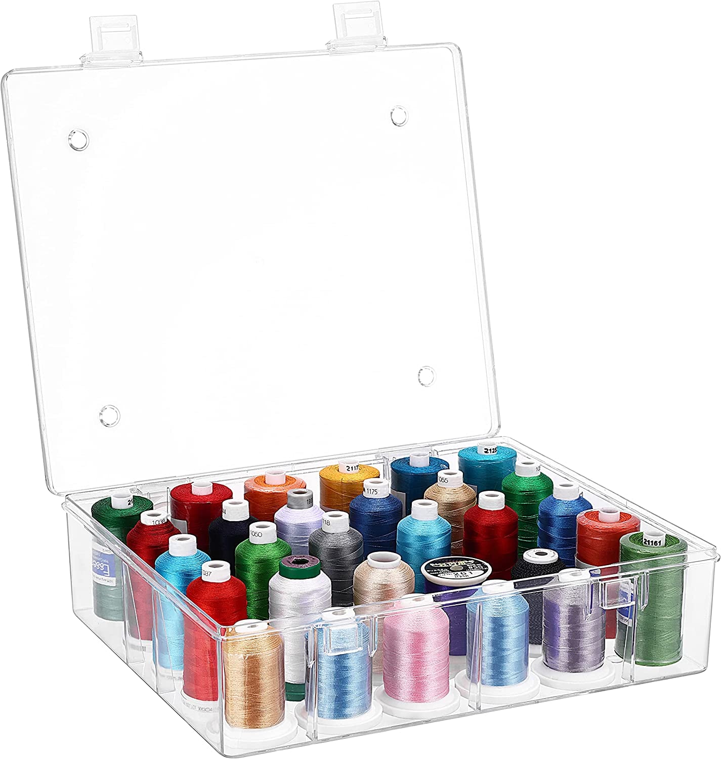 Pack of 2 Tall and Clear Storage Box/Organizer for 2X30 Home Embroidery&amp;Cotton Thread Spools Compatible with Tall Thread Spools from Isacord/Floriani/Madeira/Glide/Ra/Connecting Thread