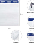 Lined Sticky Easel Pad, 25 X 30 Inches Flip Chart Paper for Teachers, Large Self Stick Easel Paper, 30 Sheets/Pad, 2 Pads/Pack