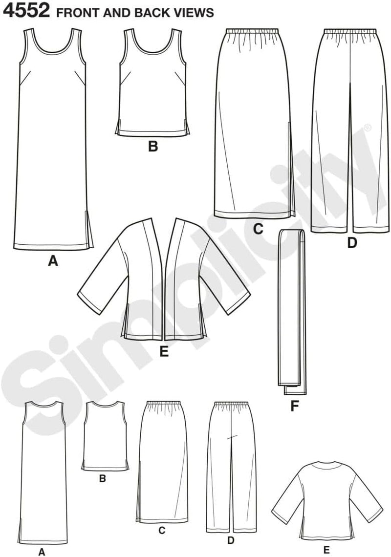 Easy-To-Sew 4552 plus Size Skirt, Pants, Dress, and Scarf Sewing Pattern for Women by Karen Z, Sizes BB (20W-28W)