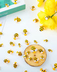 100 Pieces Tiny Resin Bees Ornaments Decor 0.98 Inch, 0.74 Inch, 0.55 Inch Tiny Bees for Crafts Flatback Bee Shaped Embellishments Bee Charms Bees for Wreath Party Home Decoration (Bee)