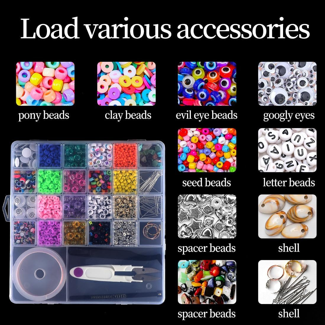 26 Grids Bead Organizer Box (1.7Cm Thick), Arts DIY Crafts Jewelry Organizers and Storage Box, Dividers Plastic Bead Storage Box, Craft Storage for Beads, Jewelry, Small Charms.