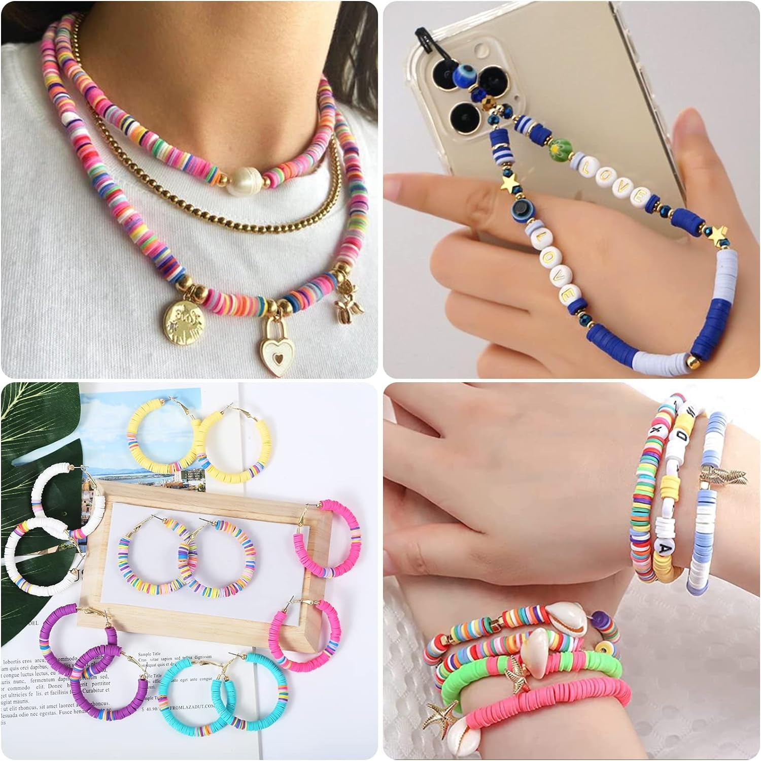 12000Pcs, 115 Colors Clay Beads for Bracelets Making Kit Polymer Heishi Flat Beads Beads with Letter Beads for DIY Jewelry Marking Bracelets Necklace, 6Mm