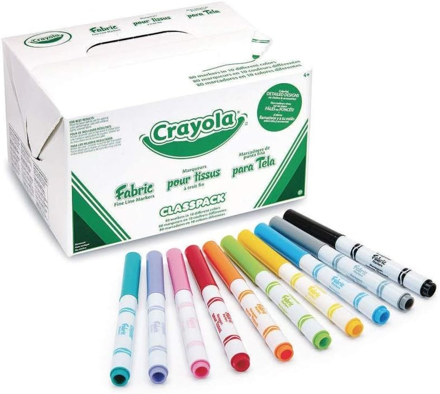 588215 Fabric Marker Classpack, 10 Colors (Colors May Vary), 80 Markers Set,10