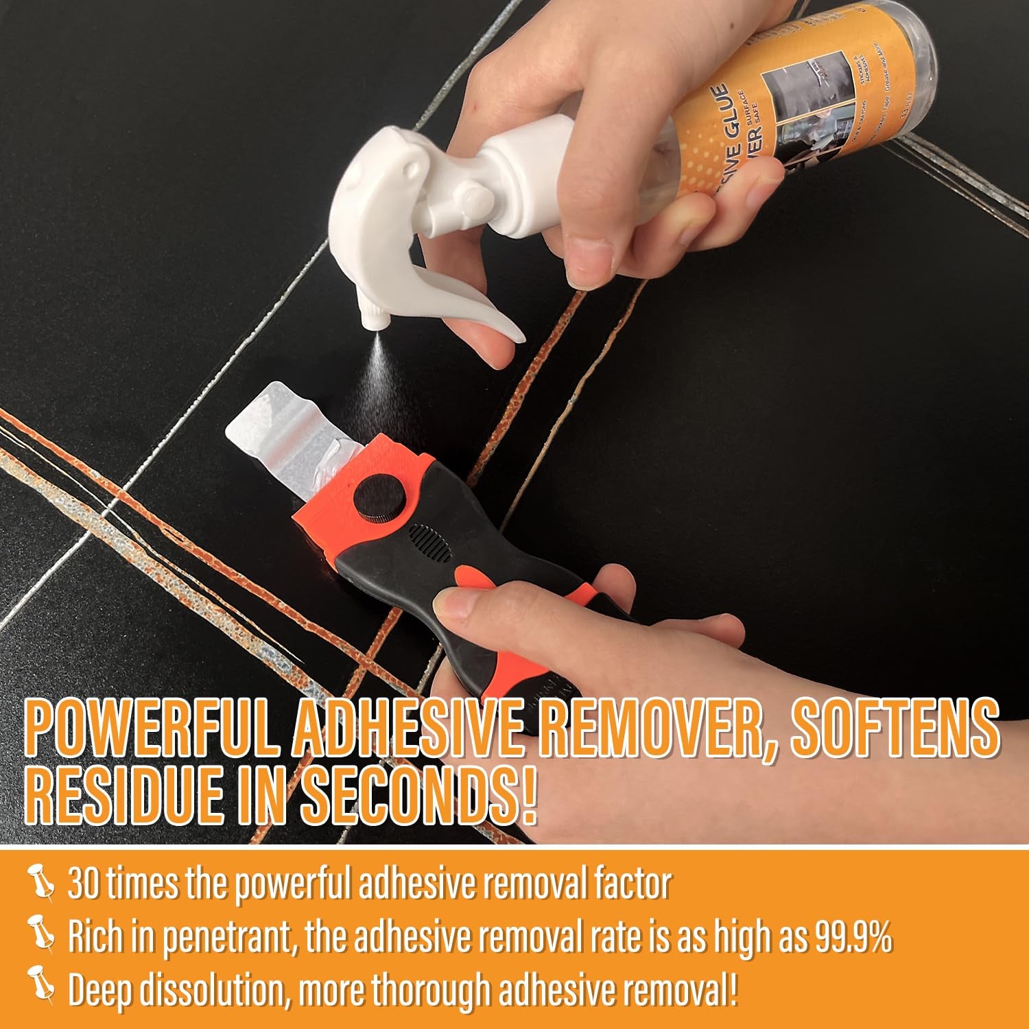 Adhesive Remover for Cars, 3.3 Fl.Oz Car Sticker Remover Spray with Scraper &amp; Extra Plastic Razor Blades, Sticker Remover for Cars, Windows, Rapidly Removes Labels, Sticker, Glue