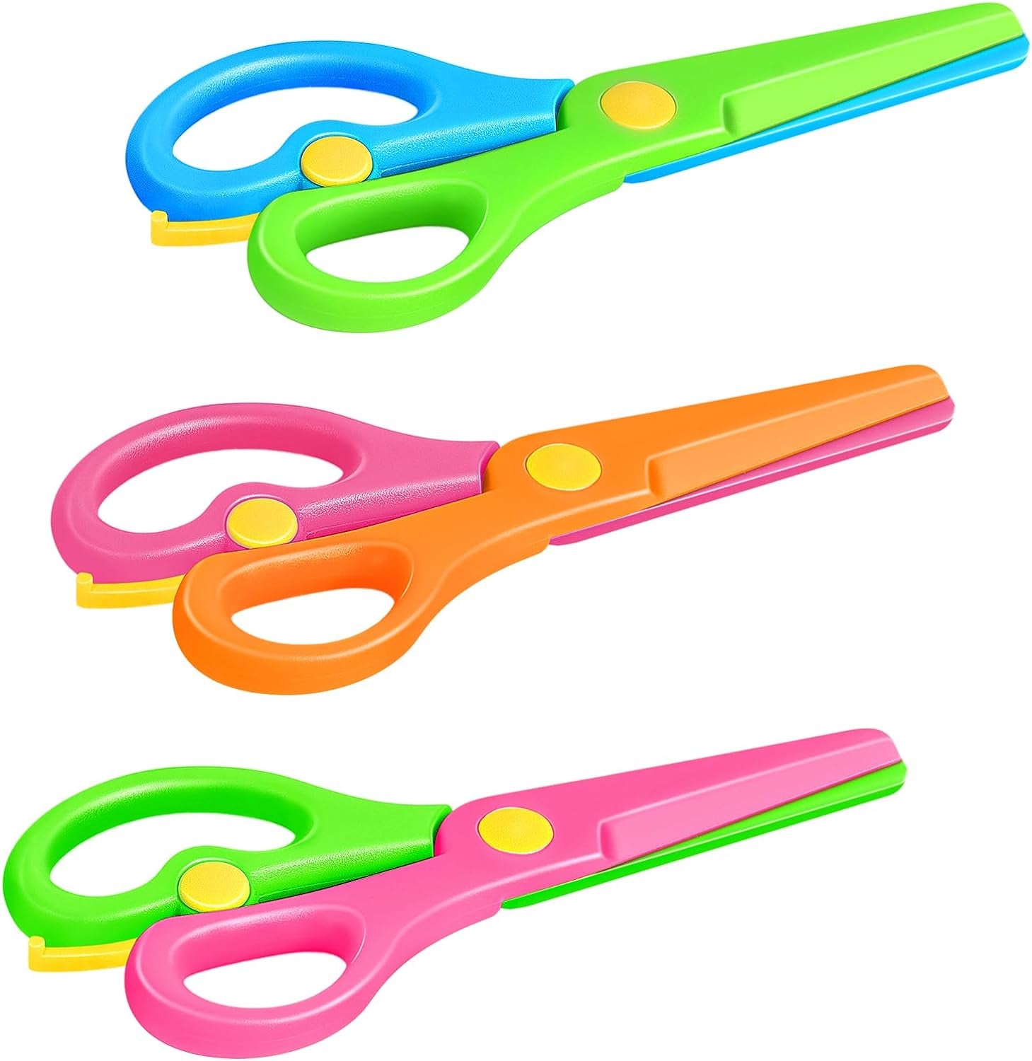 Kids Scissors,  Toddler Scissors Children Safety Scissors for Kid Ages 2-4, Blunt Tip Preschool Training Scissors Color Blocking Art Craft Scissors, 3Pcs