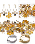 20 Pcs Cute Bee Honeycomb Stitch Marker, 2 Pcs Adjustable Knit Crochet Loop Ring for Crocheting and Knitting, Alloy Crochet Stitch Marker Knitting and Crocheting Accessories