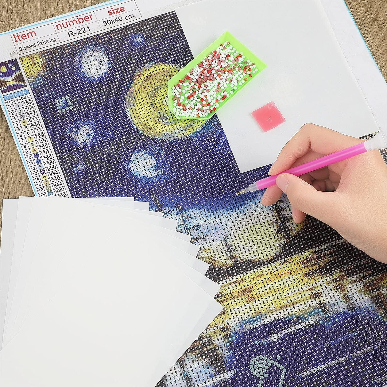 300 Pieces Diamond Painting Release Paper 15 X 15Cm and 15 X 10Cm Non-Stick Silicone Release Paper Double-Sided 5D Diamond Painting Accessories Cover Replacement Paper