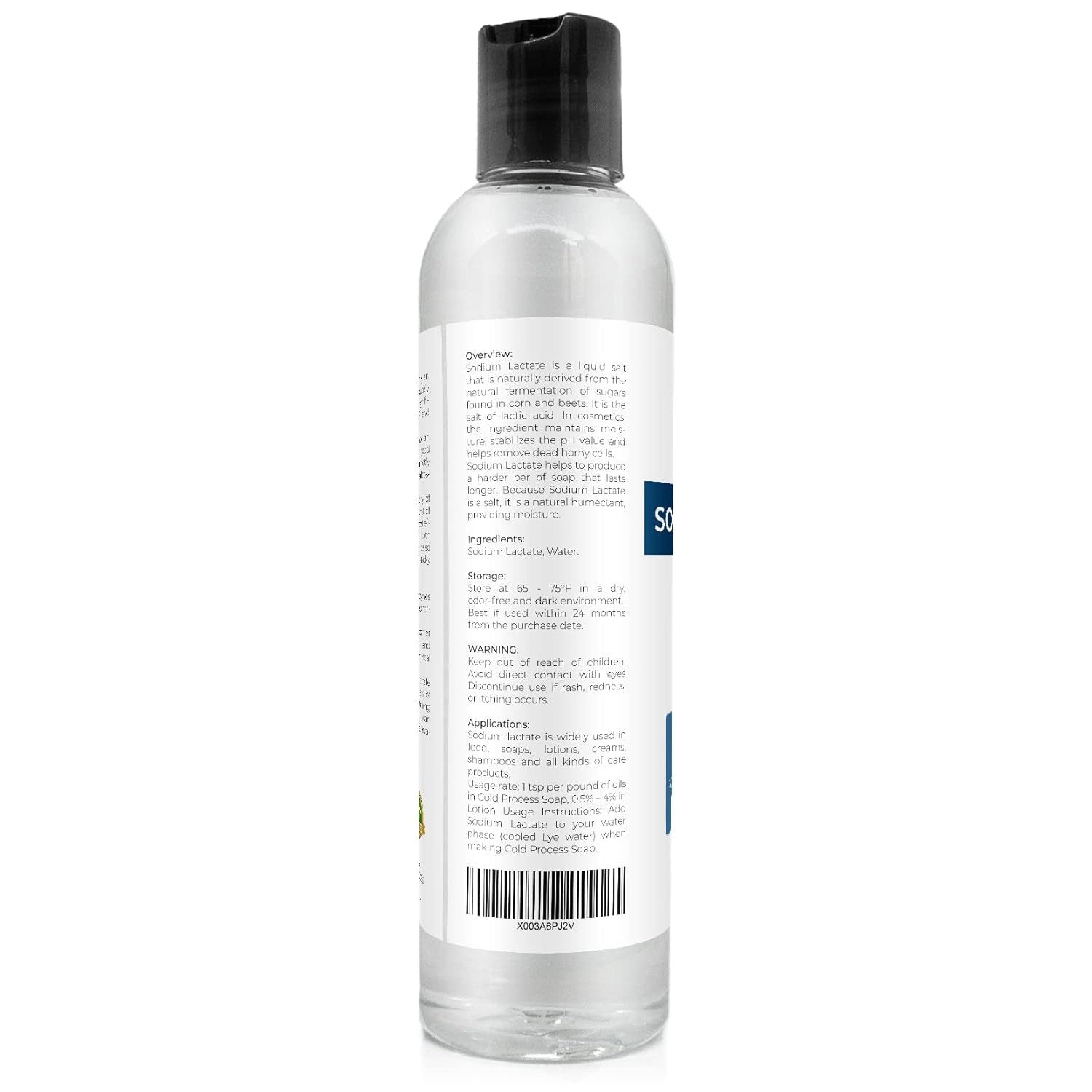 Sodium Lactate 60% - 8 Oz | USP Grade Natural Preservative | for Soap Making &amp; Lotions | Harder Bar of Soap, Ph Regulator, Glycerin Substitute, Provides and Keep Moisture