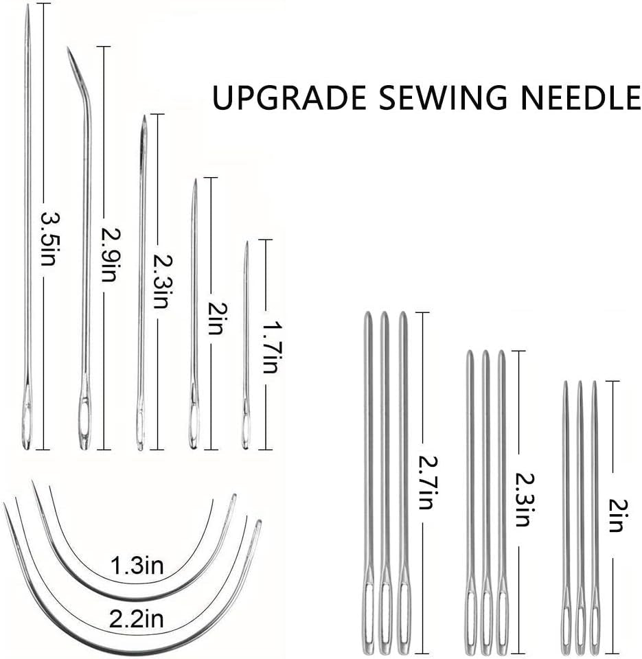 Upholstery Repair Kit 29-Pack, Leather Craft Tool Kit Leather Hand Sewing Needles Canvas Thread and Needles Tape Measure Large-Eye Stitching Needles for Leather Repair