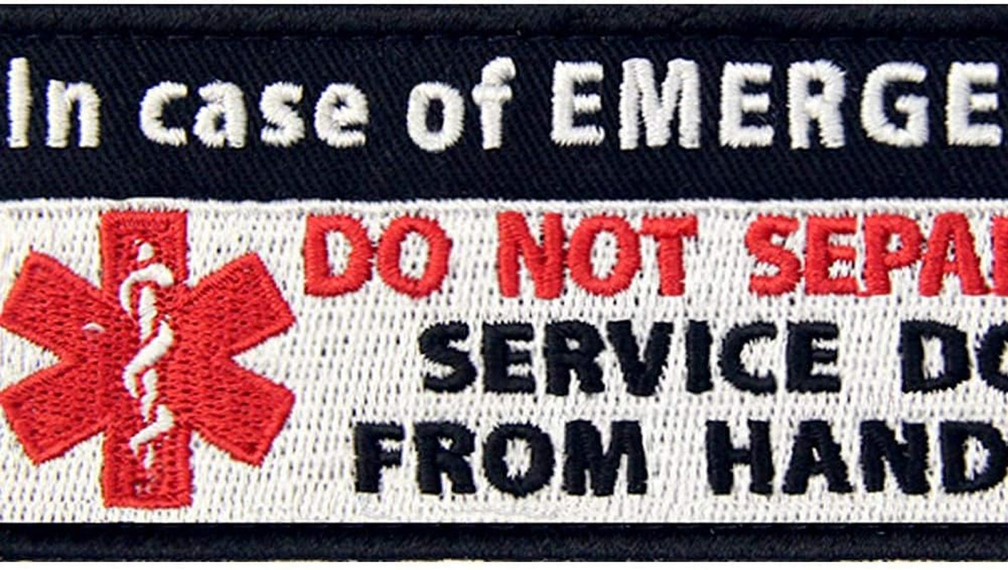 Service Dog in Case of Emergency Medic Paramedic Star of Life Vests/Harnesses Patch Embroidered Fastener Hook & Loop Emblem