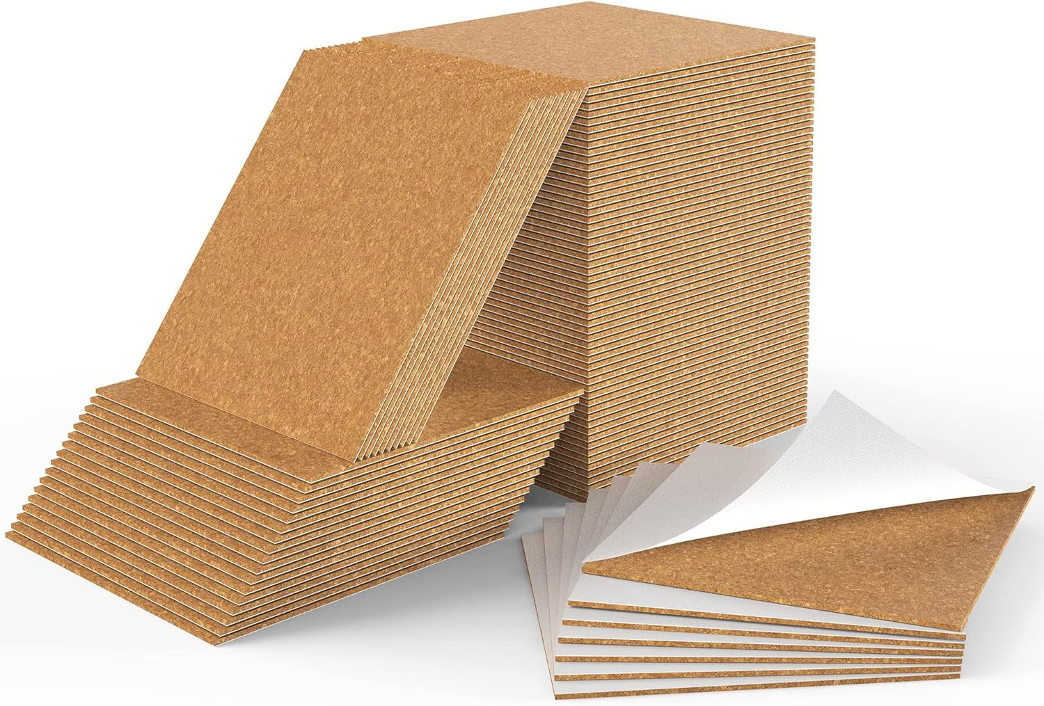 60 Pack 4 X 4 Inch Cork Squares Self-Adhesive Cork Tiles Mat with Strong Adhesive-Backed for Wall Decor and DIY Adhesive