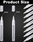 Set of 6 Empty Fillable Blank Paint Pen 3 Mm 6 Mm, Markers round Tilted Flat Head Refillable Paint Pen Fine Tip Markers Acrylic Markers for Oil Painting, Clear