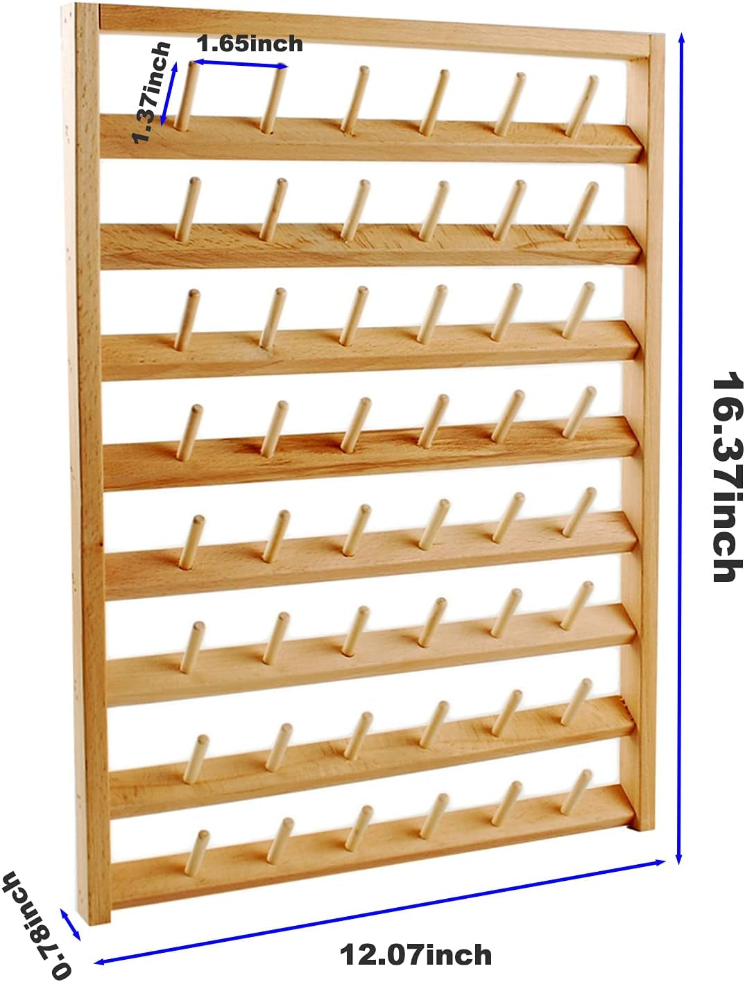 NW Wooden Thread Holder Sewing and Embroidery Thread Rack and Organizer Thread Rack for Sewing with Hanging Hooks for Wall(48-Spools)