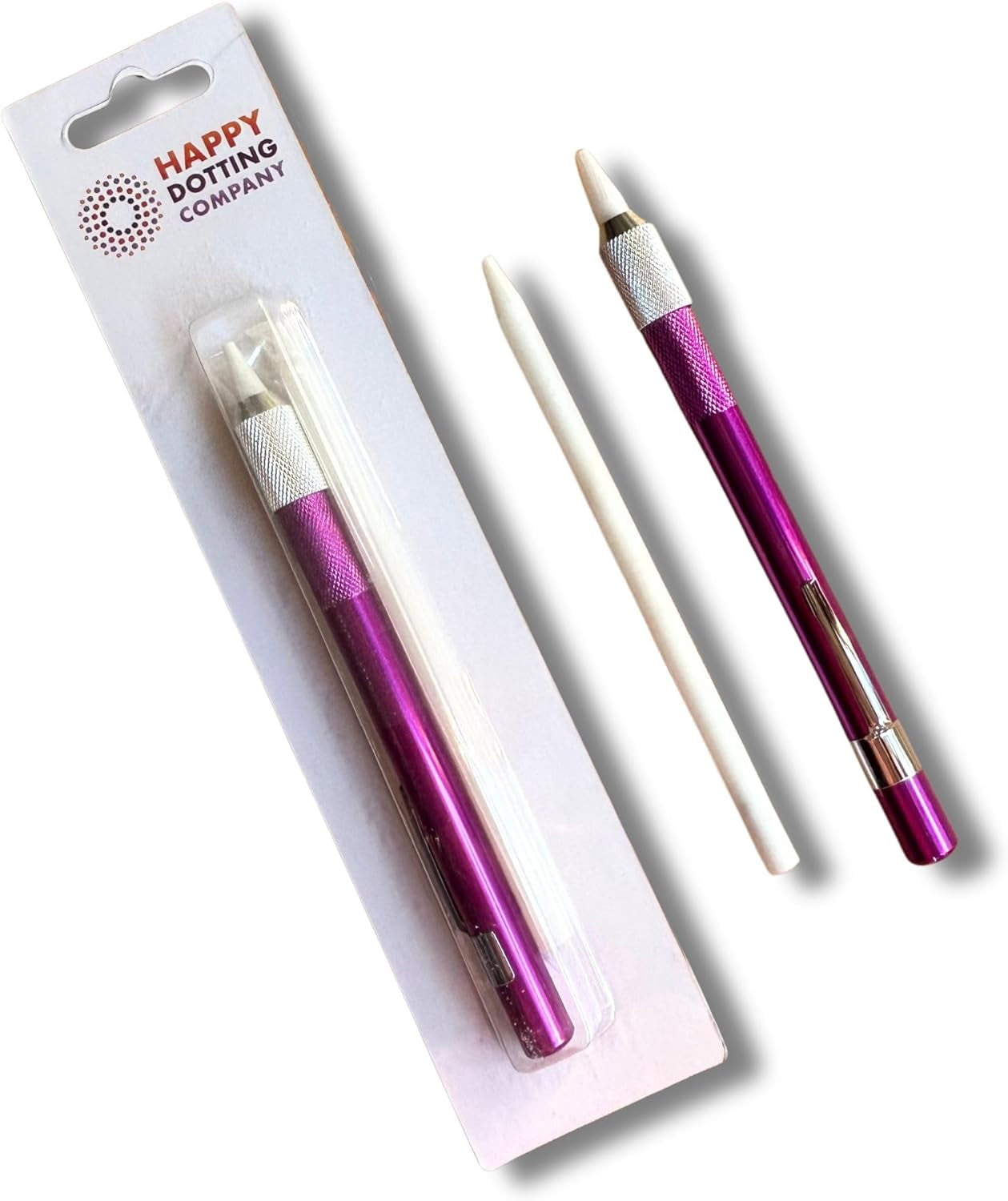 Erasable Soapstone Marker with Holder Idea for Dotting Mandala Art Guidelines on Dark Surfaces - White Grey Color