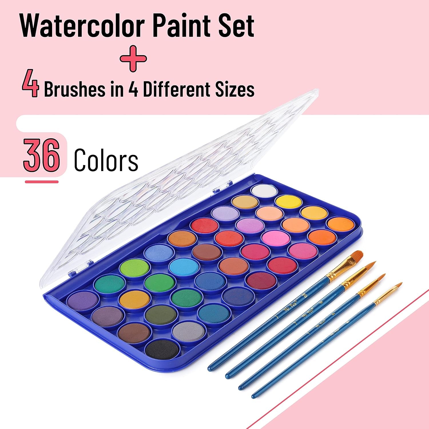 - Watercolor Paint Set, 40 Pcs, 36 Colors, Watercolor Paints, 4 Brushes, Non-Toxic Watercolor Paint, Portable Watercolor Set, Water Colors for Adults, Kids, Beginners and Artists