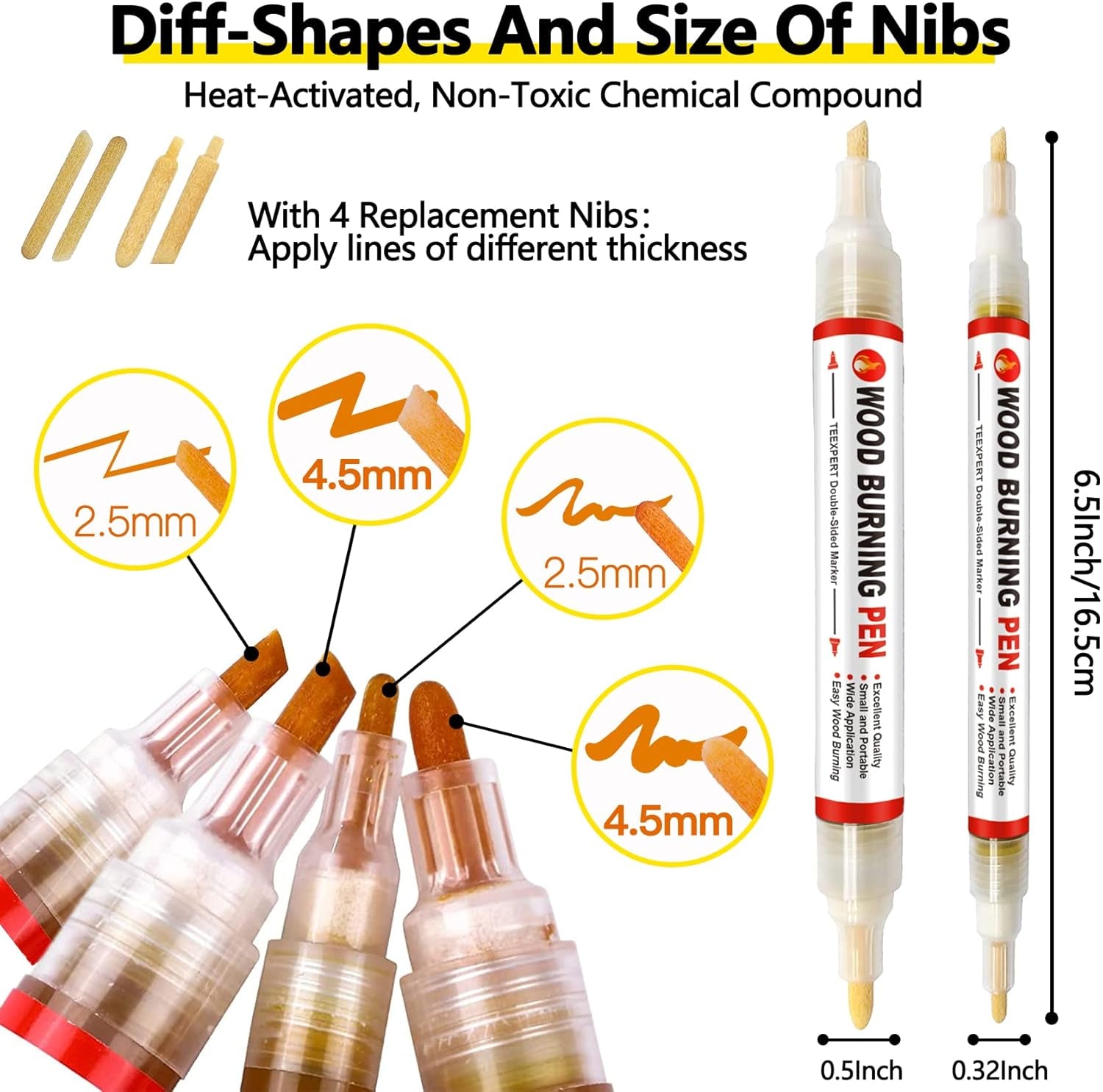 Wood Burning Gel Pen Kit,4 OZ Wood Burning Paste,2 Scorch Pens Double-Sided, 4 Tips, Squeegee, Sandpaper for DIY Heat Sensitive Wood Burning Marker for Wood Crafts Suitable Artists Beginners