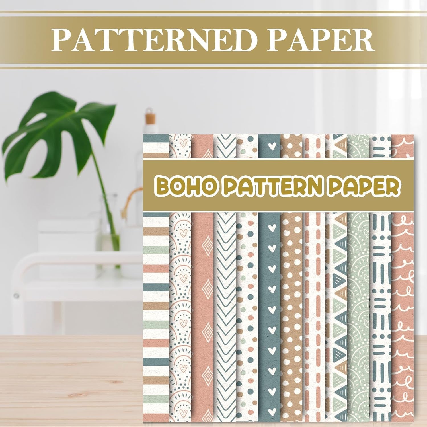 24 Pcs Boho Pattern Paper 12 Designs Folded Flat Scrapbook Paper Double Sided Colorful Decorative Craft Paper for DIY Art Craft Card Making Scrapbook Photo Album Decor, 11.8 X 11.8 Inch