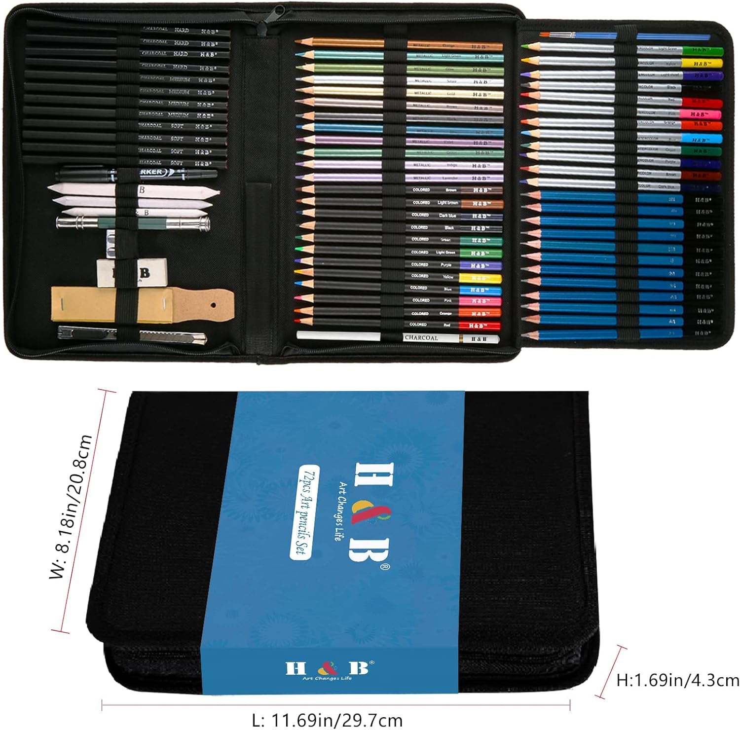 72PCS Drawing Supplies Sketching Set,Art Kit Include Drawing & Colored Pencils for Adults Artists Kids.Pro Art Sketch Supplies with Sketchpad,Watercolor & Metallic Pencils
