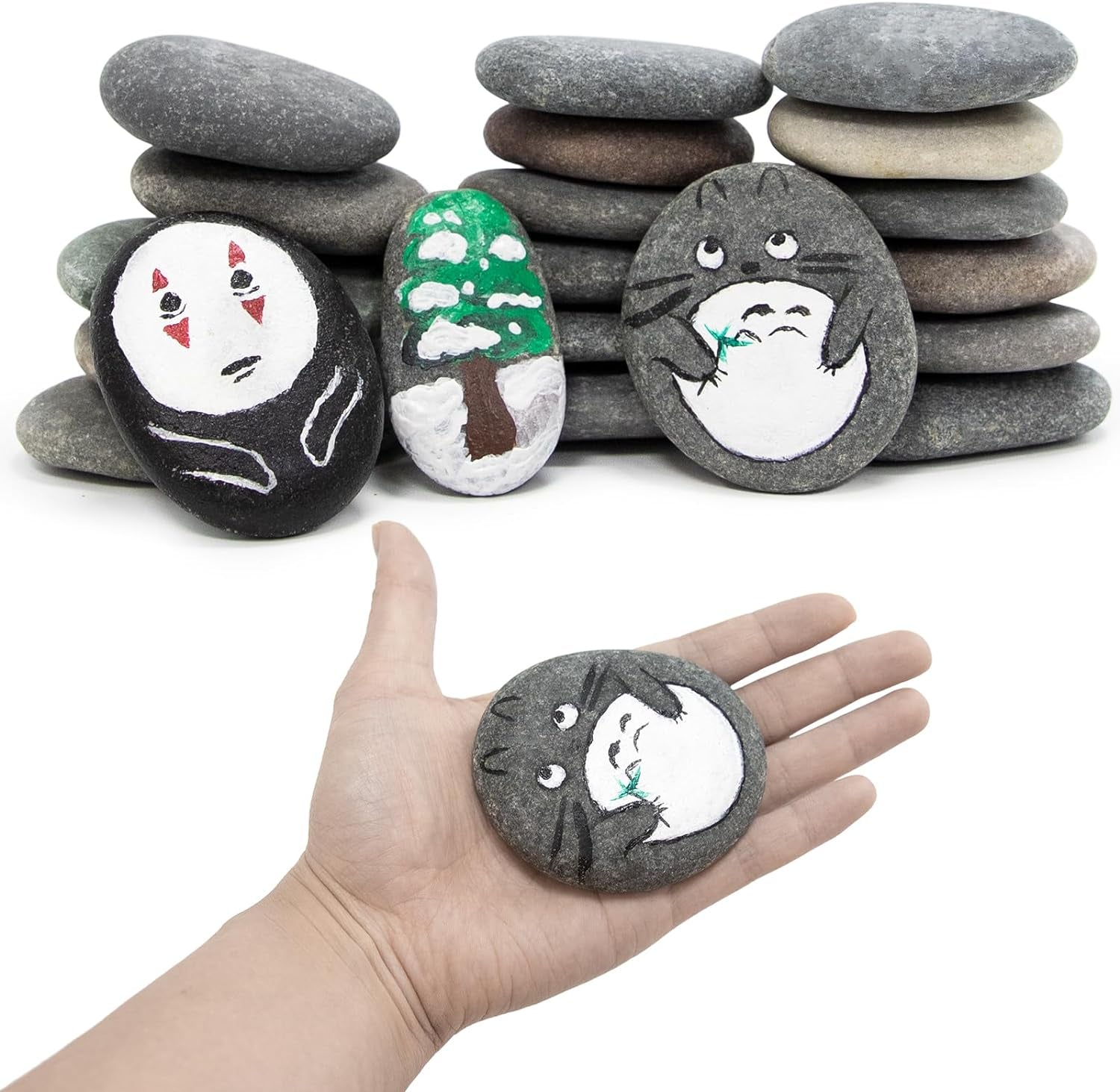 Rocks for Painting 20 Pcs 2.2-3.2” River Rocks for Paint Rock Natural Flat & Smooth Stones for Painting for Kids & Adult Craft Gift