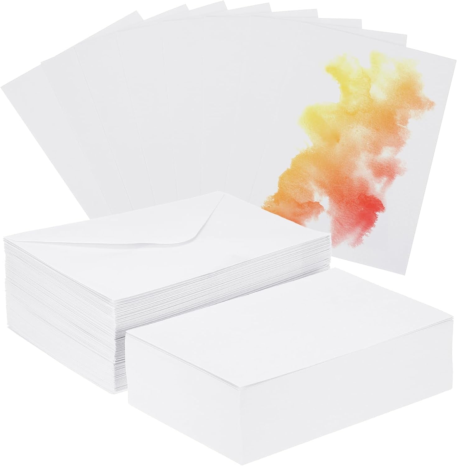 50 Sets Pure Cotton Watercolor Cards 140Lb/300 GSM Postcards with Envelopes for Art Painting Creative Thank Notes, 4X6 Inch