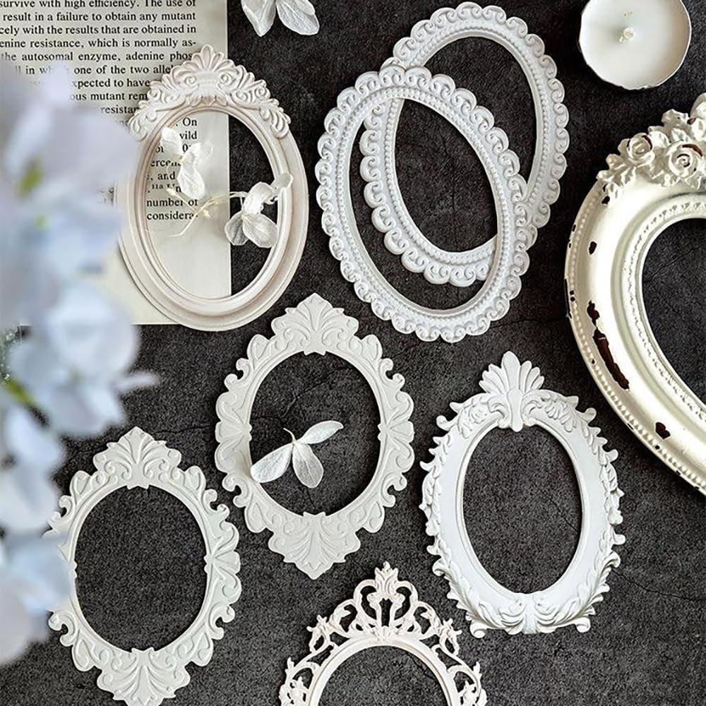 40Sheet Lace Frames Scrapbook Paper,Vintage Hollow Embossed Photo Frame Materials Scrapbooking Paper Background Window Frames Decoration Paper for DIY Junk Journal Crafts Journaling Scrapbook Supplies