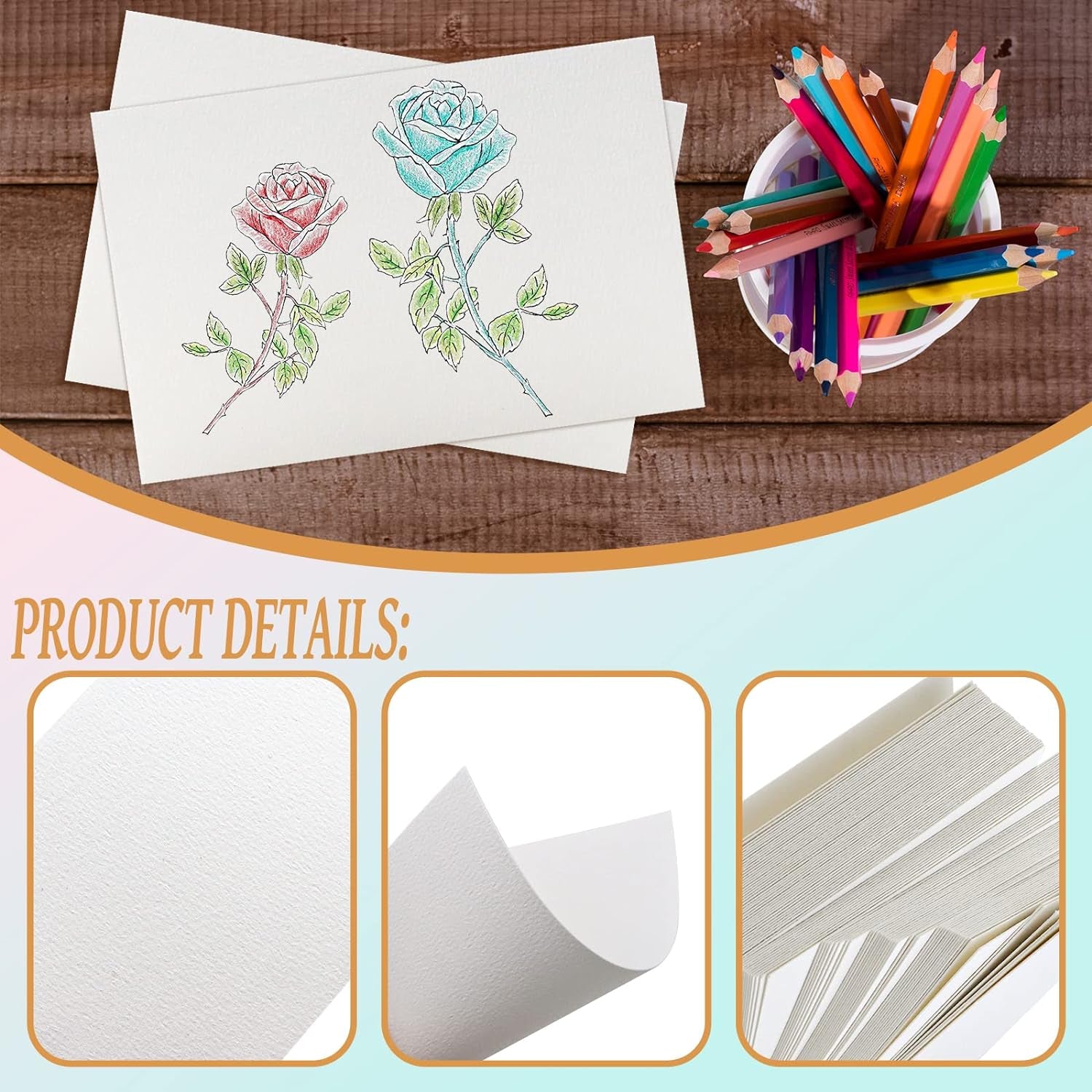 100Pcs 100% Rag Cotton White Watercolor Paper Cold Press Paper Bulk 140Lb Heavyweight Paper Watercolor Paper Cards Watercolor Drawing Student Artist for Kids,4 X 6 Inch