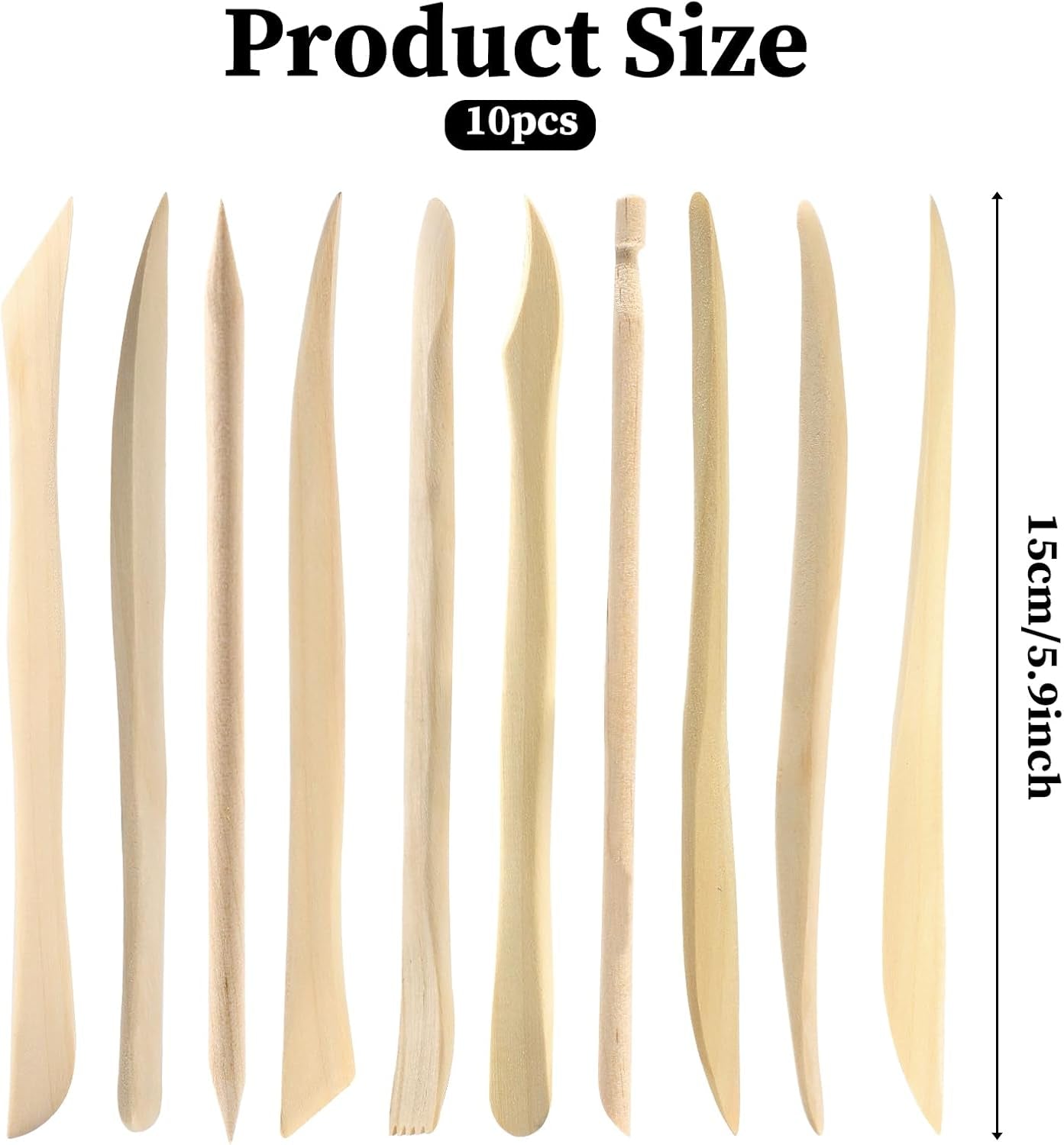 10-Piece Double Ended Clay Sculpting Tools Ceramic Wooden Clay Modeling Sculpture Tools Polymer Modeling Clay Tools Pottery Cutting Tool Kit Supplies for Cutting, Soap Carving and Smoothing