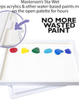 Sta-Wet Handy Palette Bundled Set, 8.5In X 7In Airtight Wet Palette, Keep Wet Paint Fresh Days + 30 Sta-Wet Acrylic Paper Refills + 1 Sta-Wet Sponge Refill + NOIS Dry Wipes Pack