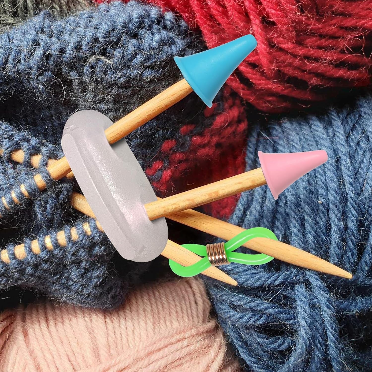 35Pcs Knitting Stitch Stoppers, Needle Minder, Knitting Needle Stoppers, Knitting &amp; Crochet Supplies, Knitting Needle Point Protectors, Needle Stopper, Knitting Needle Hugger