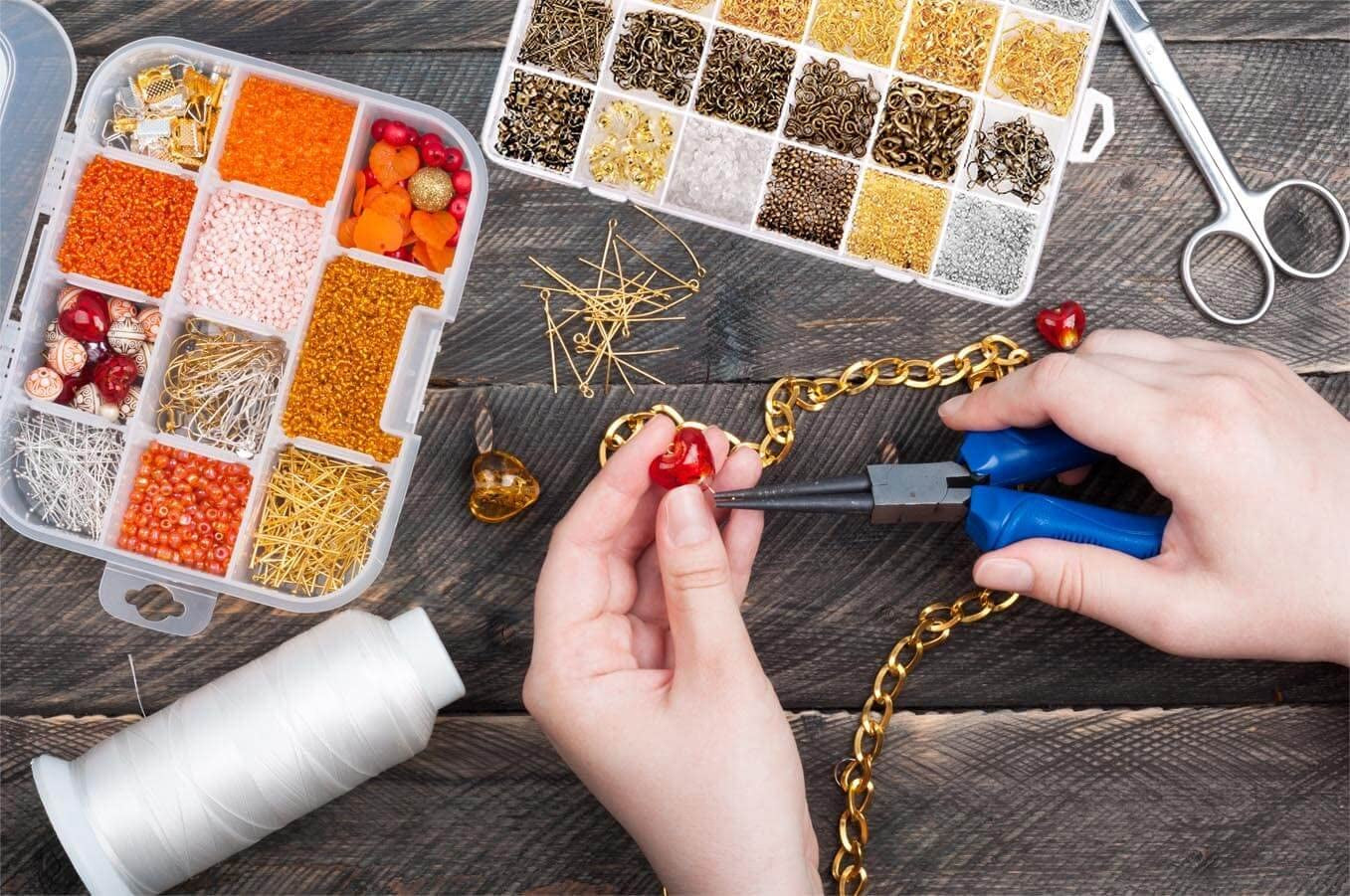 2880 Pcs Jewelry Making Findings Supplies Kit with Open Jump Rings, Lobster Clasps, Crimp Beads, Screw Eye Pins, Head Pins, Earing Hooks and Earing Backs