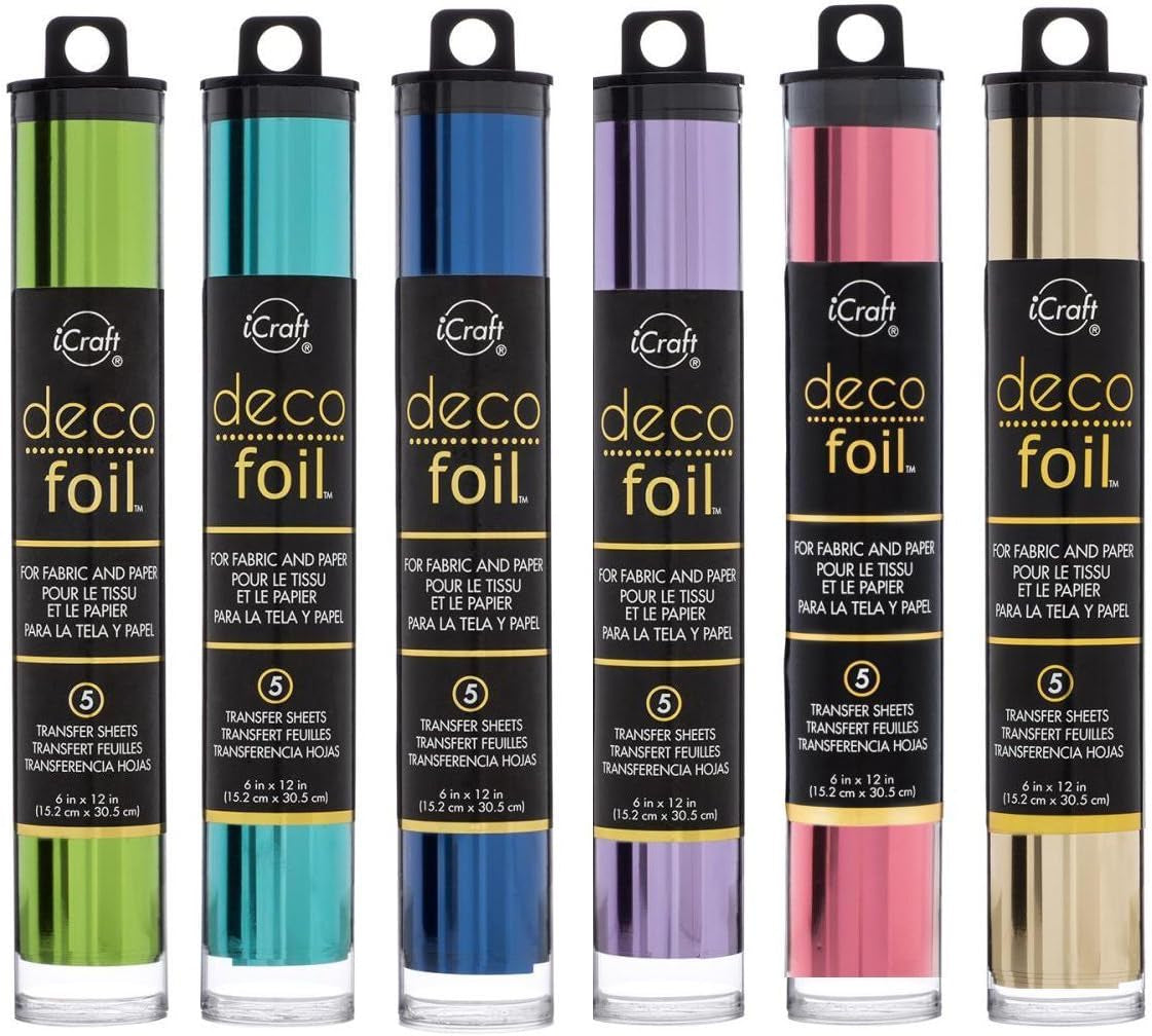 Therm O Web Deco Foil - Transfer Sheets - Champagne Spring Green Aqua Deep Blue Lilac & Pink Melon - Bundle of 6 Packages