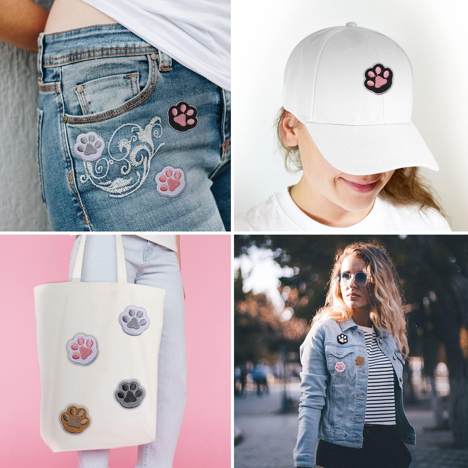 28Pcs Paw Print Patches for Clothing, Iron On/Sew on Embroidery Applique Patches, Cute Paw Decorating DIY Craft Patches for Dresses Jeans Hats Shoes Shirts Jackets Backpacks