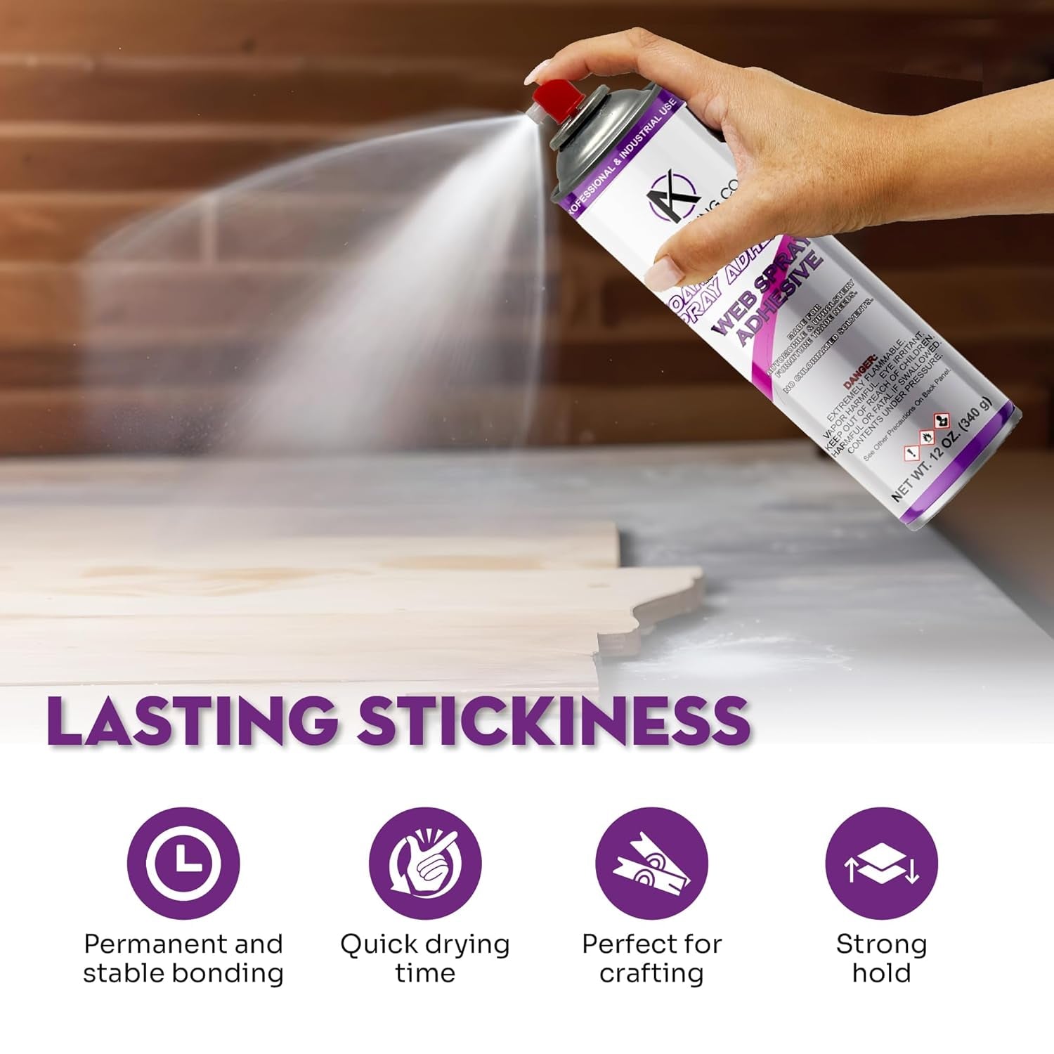 AK Trading Professional Quality General Multipurpose Spray Adhesive, 12-Ounce for Acoustic Panels &amp; Craft Upholstery Foam Adhesive &amp; Fabric Glue