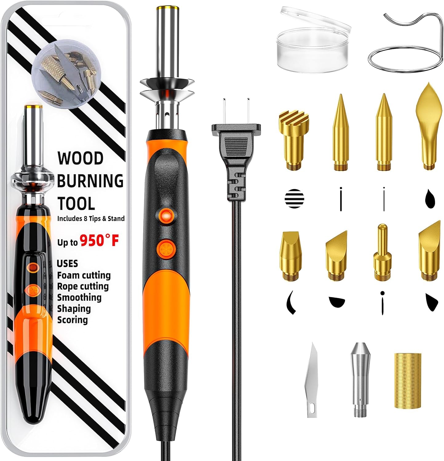 Wood Burning Kit, Professional Woodburning Pen Tool, DIY Creative Tools,Wood Burner for Embossing/Carving/Pyrography，Suitable for Beginners,Adults (Orange)