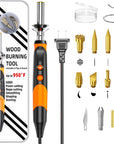 Wood Burning Kit, Professional Woodburning Pen Tool, DIY Creative Tools,Wood Burner for Embossing/Carving/Pyrography，Suitable for Beginners,Adults (Orange)