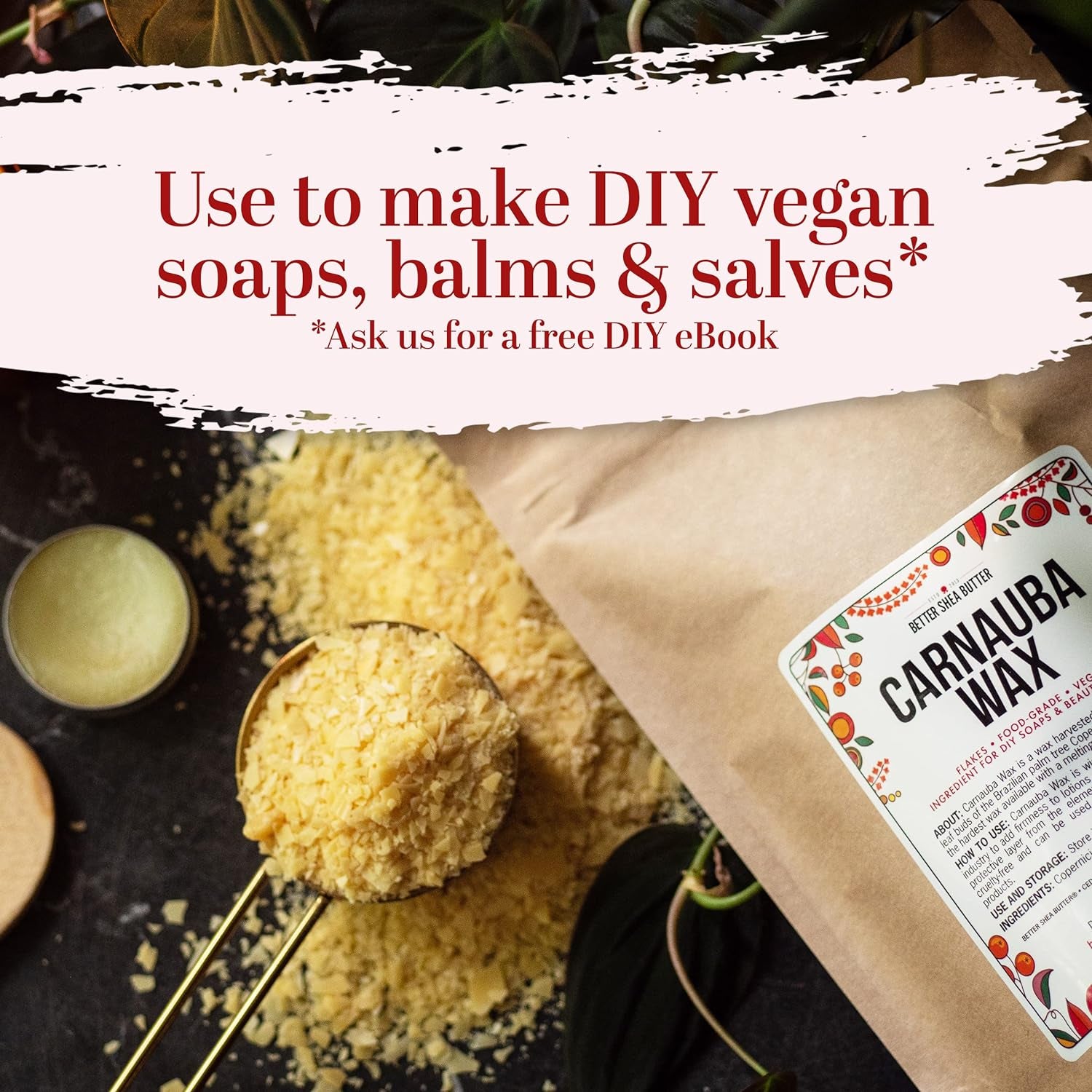 Carnauba Wax | for Use in Homemade Balms, Candles and Other Skin Care | Wood, Furniture and Leather Finishing | 100% Pure Carnauba Wax Flakes | Food Grade | Vegan Wax | 8 Oz by