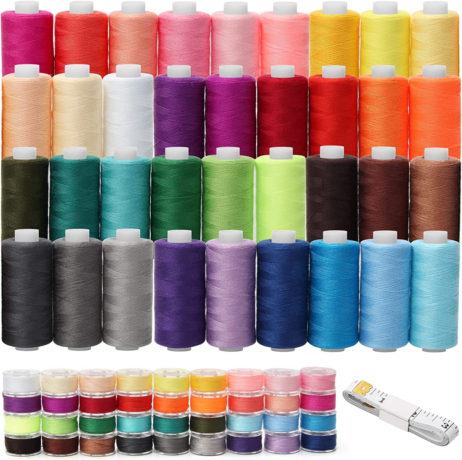 72 Pcs Prewound Bobbins Sewing Threads Standard Size and Assorted Colors Thread Bobbins with Bobbin Case for Brother/Babylock/Janome/Elna/Singer Embroidery Machine (72 Colors)