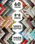 100% Cotton 50 PCS 8 X 8 Inches (20Cm X 20Cm) Softnes Cotton Fabric Bundle Squares for Quilting Sewing Fabric Squares for Craft Patchwork Fabric Set Turkish Quality (50 Solid Color Fabric Set)