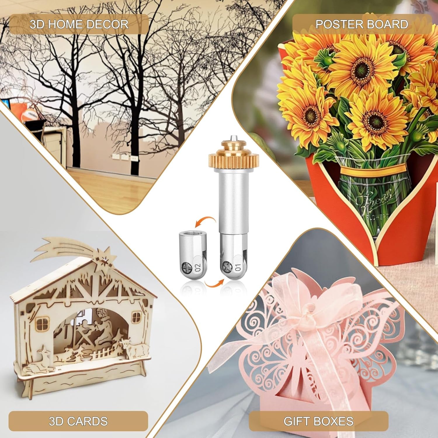 Scoring Wheel Set Compatible with Maker/Maker3, Includes Single Scoring Wheel Tip, Double Scoring Wheel Tip and Drive Housing for Exchange, for Making Cards, Tags and 3D Home Decor, Etc
