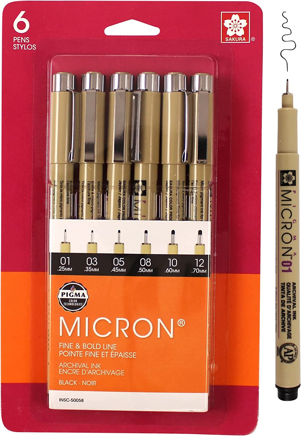 Pigma Micron Fineliner Pens - Archival Black Ink Pens - Pens for Writing, Drawing, or Journaling - Assorted Point Sizes - 6 Pack