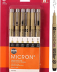 Pigma Micron Fineliner Pens - Archival Black Ink Pens - Pens for Writing, Drawing, or Journaling - Assorted Point Sizes - 6 Pack