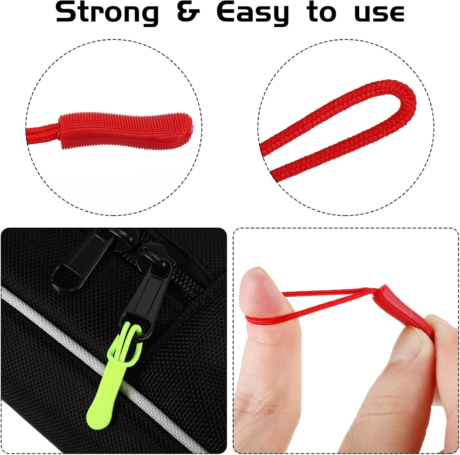 50 Pieces Zipper Pulls, 25 Colors Zipper Tags Strong Nylon Cord, Zipper Pull Replacement for Backpacks, Jackets, Luggage, Purses, Handbags, Sweatshirt