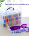 264 Slots 4-Tier Diamond Painting Storage Container Clear Stackable Bead Organizer with Diamond Painting Accessories and Tools for DIY Diamond Art Craft Jewelry Bead Storage
