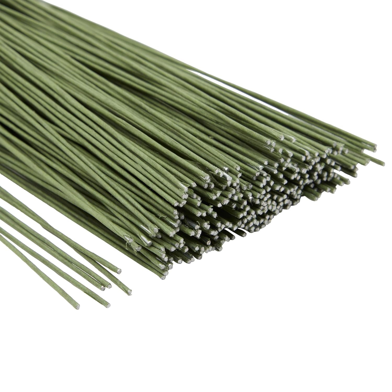 300 Pieces Green 18 Gauge Floral Wire Stems for DIY Crafts, Artificial Flower Arrangements (16 In)