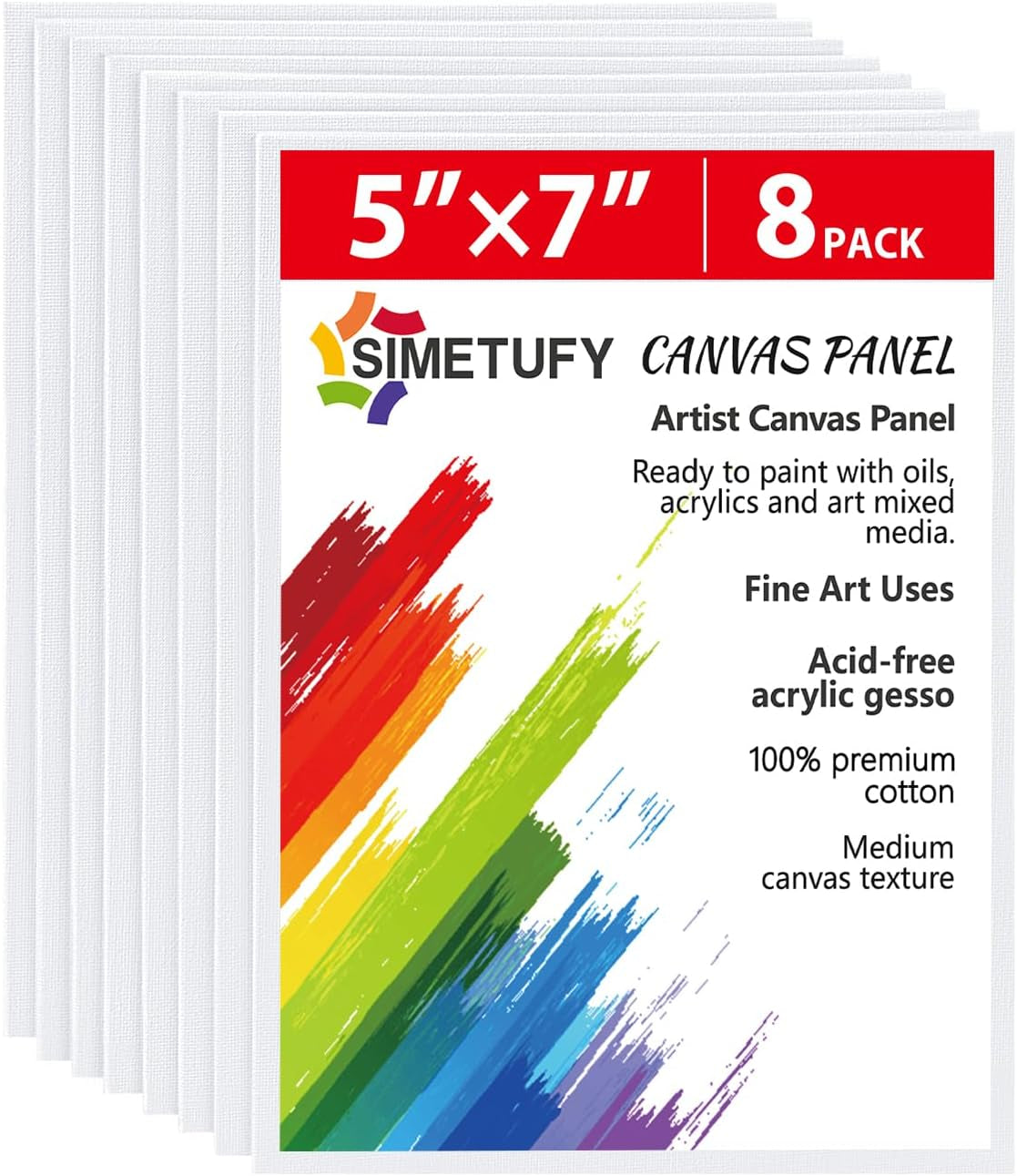 8 Pack 8X10 Inch Canvas Boards for Painting Canvas Panels Painting Canvas-Gesso Primed Acid-Free 100% Cotton Canvases for Acrylics Oil Watercolor Tempera Paints