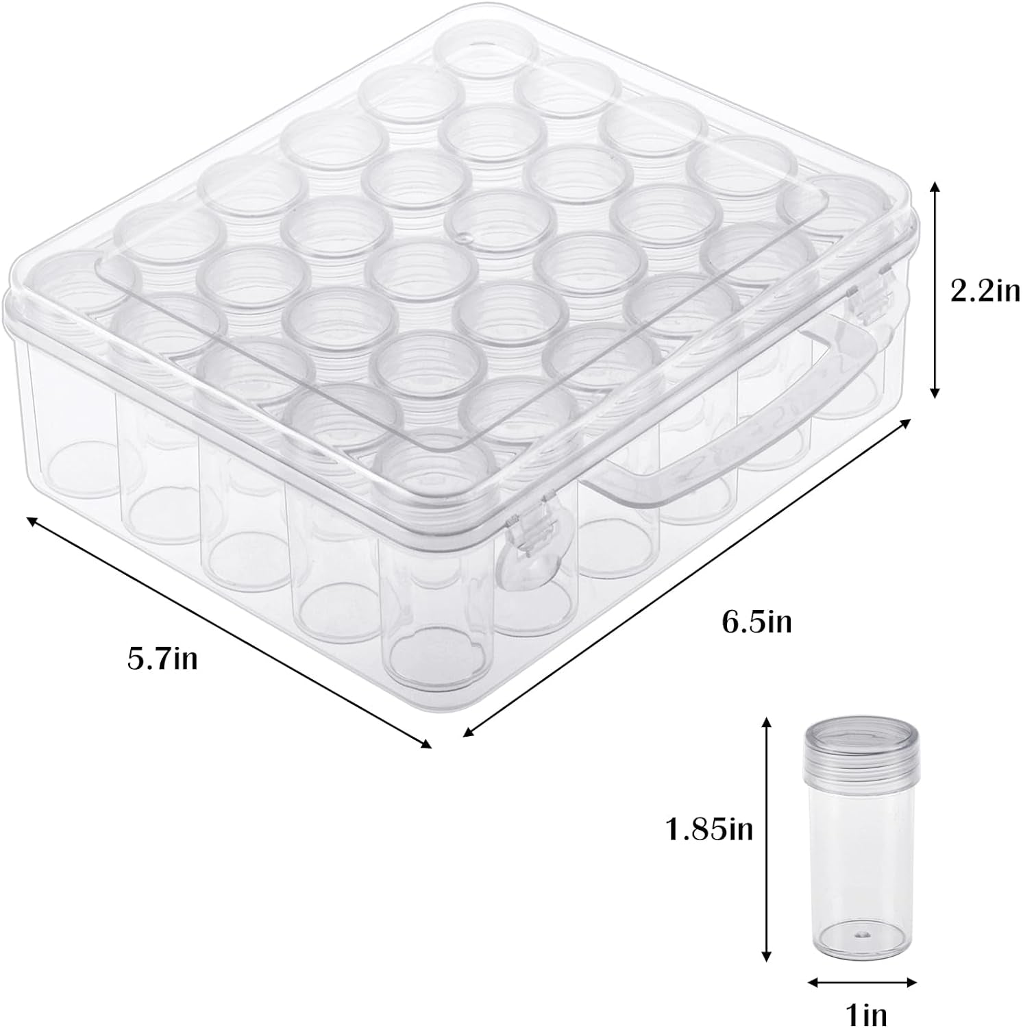 2 Pack X 30 Grids Embroidery Diamond Painting Storage Container Jars with Lid 200Pcs Label Stickers Plastic Beads Container for DIY Diamond Nail Art Crafts Seeds